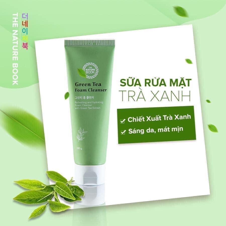 Sữa rửa mặt trà xanh The Nature Book ngăn ngừa mụn và lão hóa da Green Tea Foam Cleanser 120g