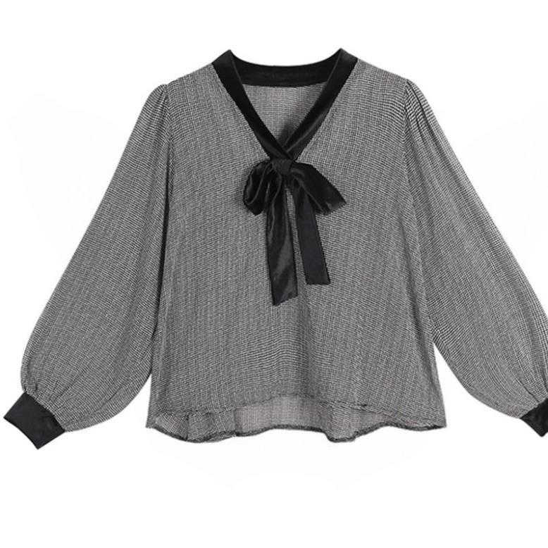 Áo sơ mi nữ thắt nơ tay dài form rộng kiểu Hàn Quốc