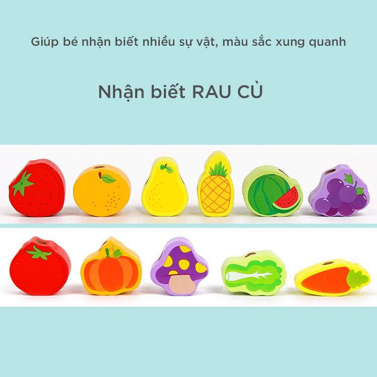 Đồ chơi xâu hạt gỗ [Bộ ghép hình - Thả hình - Xếp hình - Bộ xếp hình cho bé - Xâu chuỗi số - Xâu chữ]