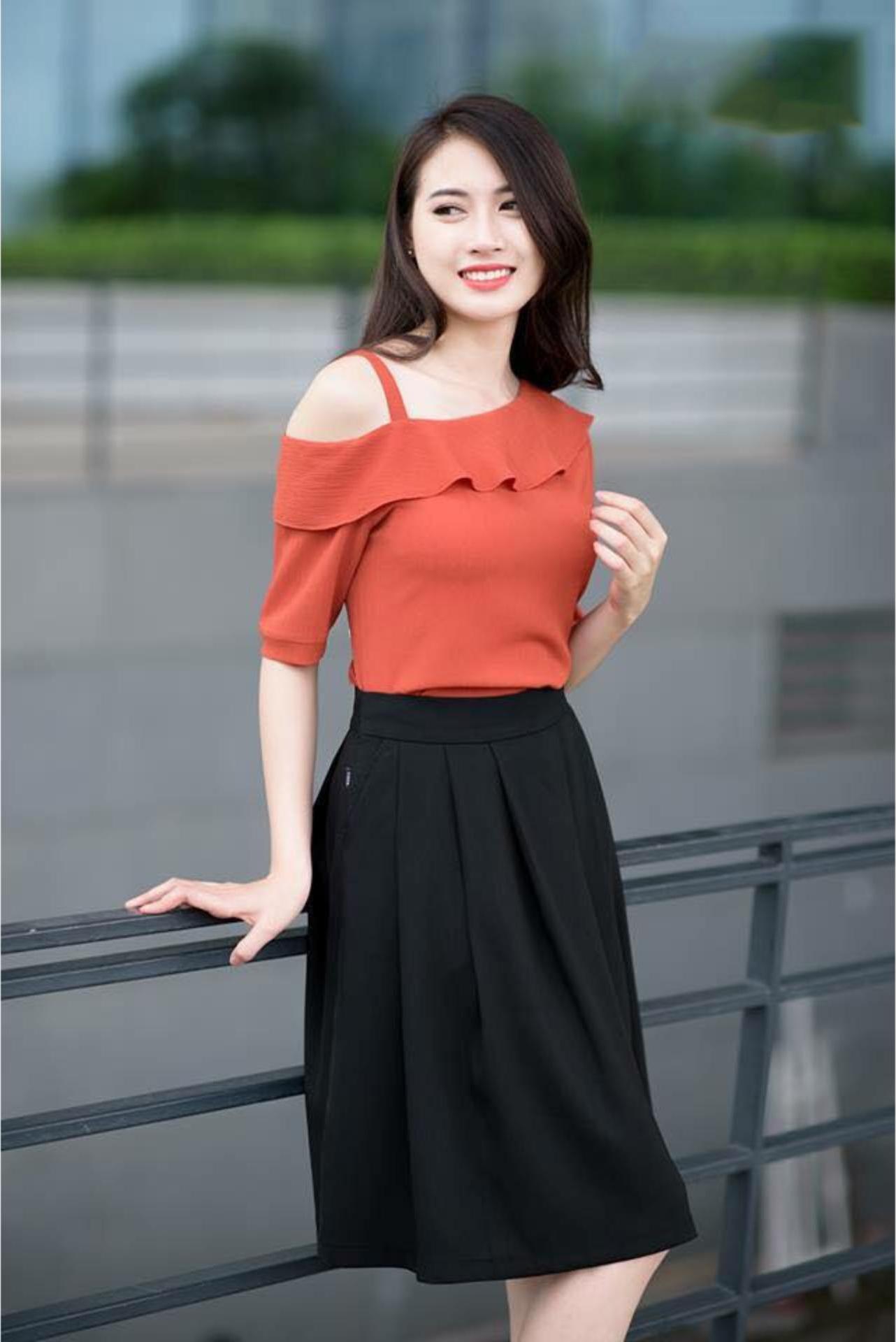 Áo thời trang trẻ tay rớt bèo cổ mới HỒNG PATE