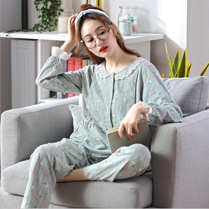 Bộ đồ bầu và sau sinh cho bé bú chất cotton BDT12