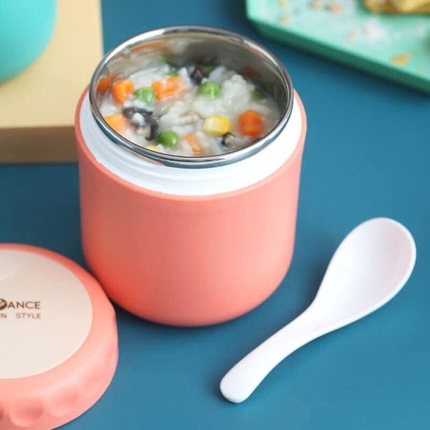 Bình ủ cháo cho bé có quai cầm cấu tạo bằng inox 304 cốc giữ nhiệt dung tích 450ML an toàn sử dụng kèm muỗng