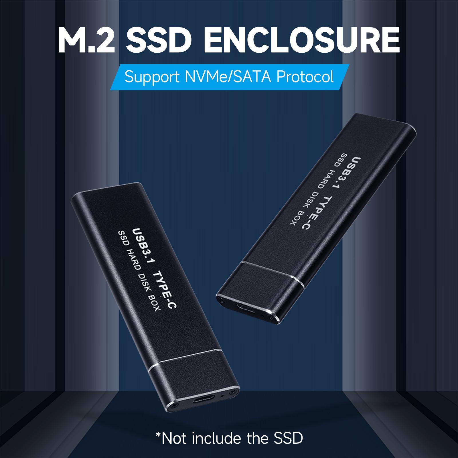 M.2 NVMe/SATA Dual Protocol Mobile Hard Disk Case USB3.1 Type-C External SSD Enclosure Aluminum Alloy Shell