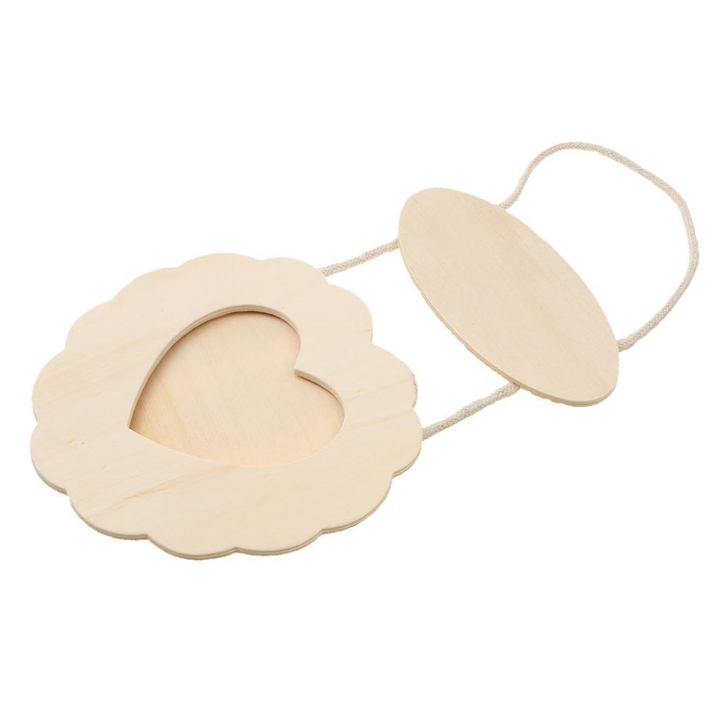 Rustic Wooden Love Heart Flower Shape Hanging Photo Frames DIY