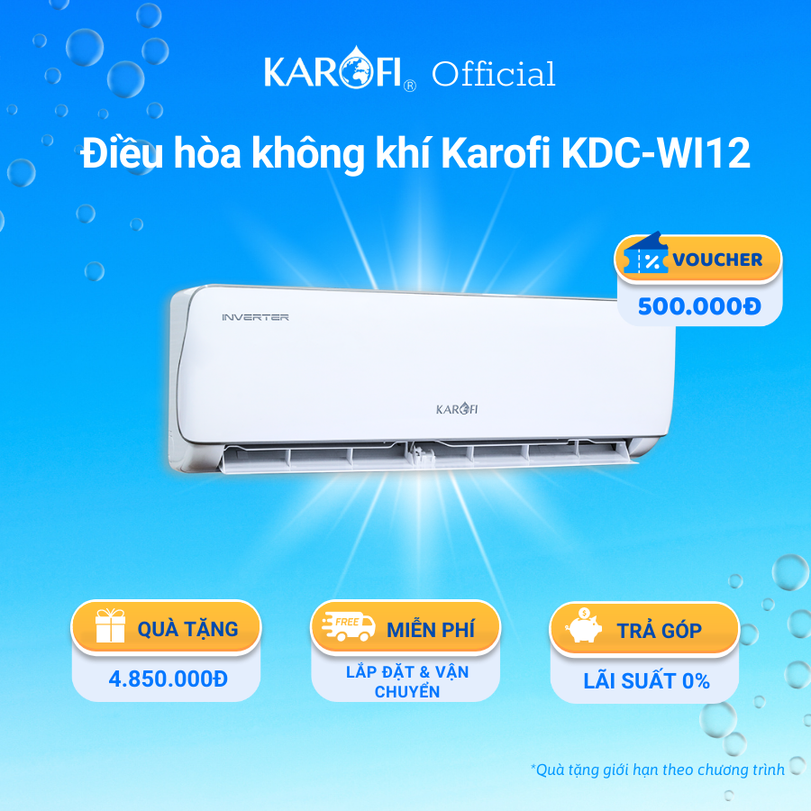 Điều Hòa IVENTER Karofi KDC-WI12, 12000BTU - Hàng Chính Hãng - Giao hàng và lắp đặt toàn quốc