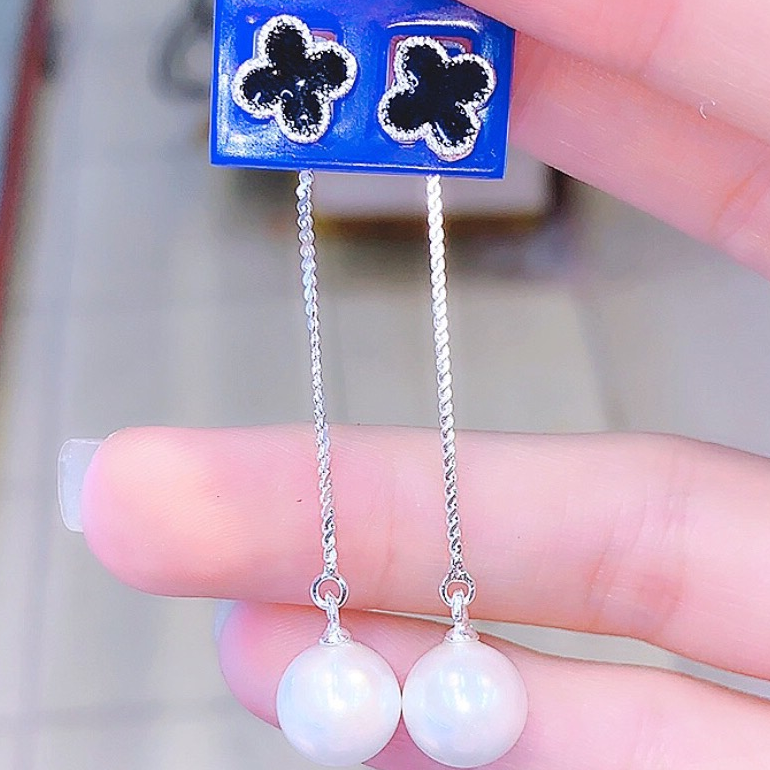Bông tai bốn cánh Treo hạt Trai