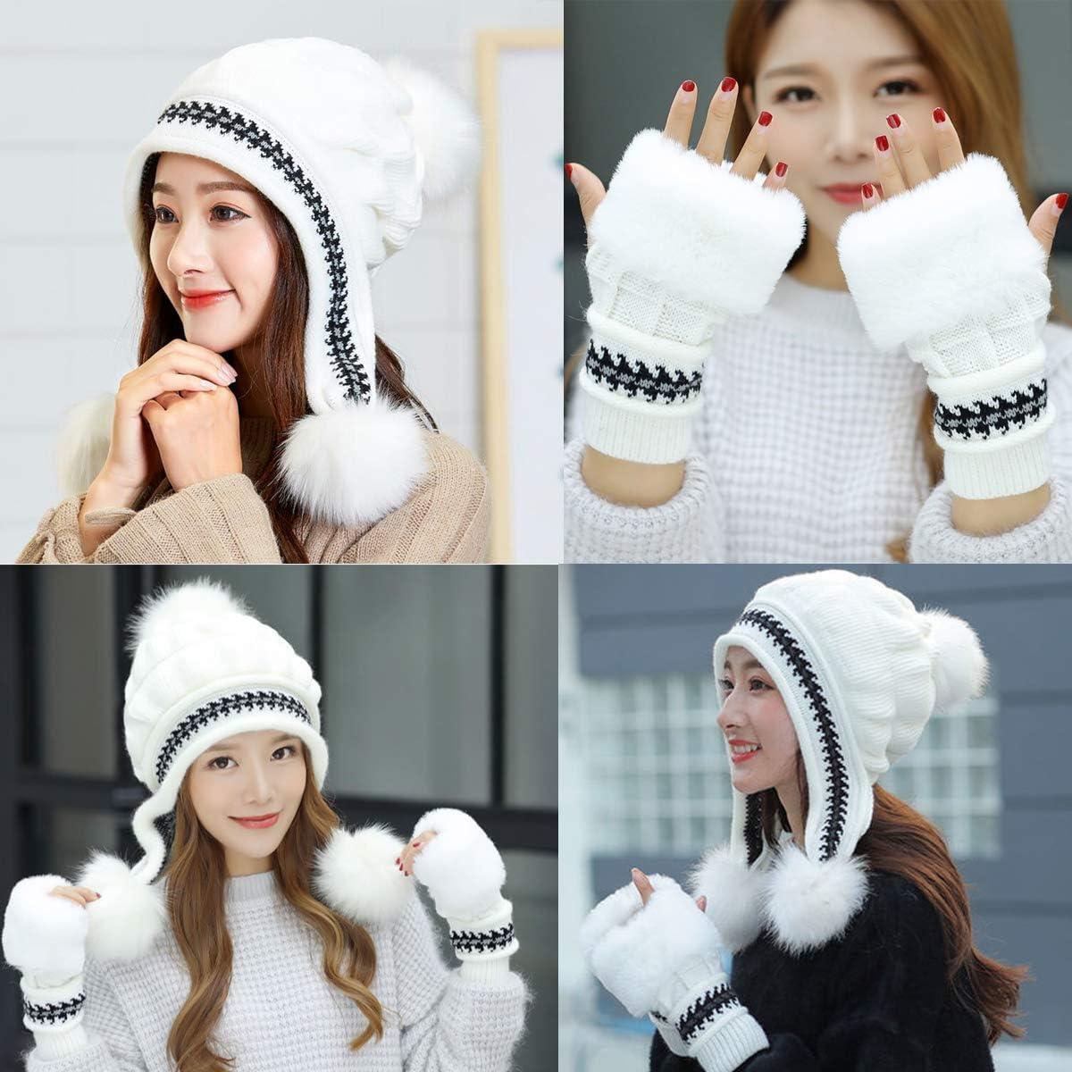 Mũ mùa đông mũ phụ nữ mũ dệt kim với nhau mũ ấm áp Mũ mùa đông Bonnet với pompon