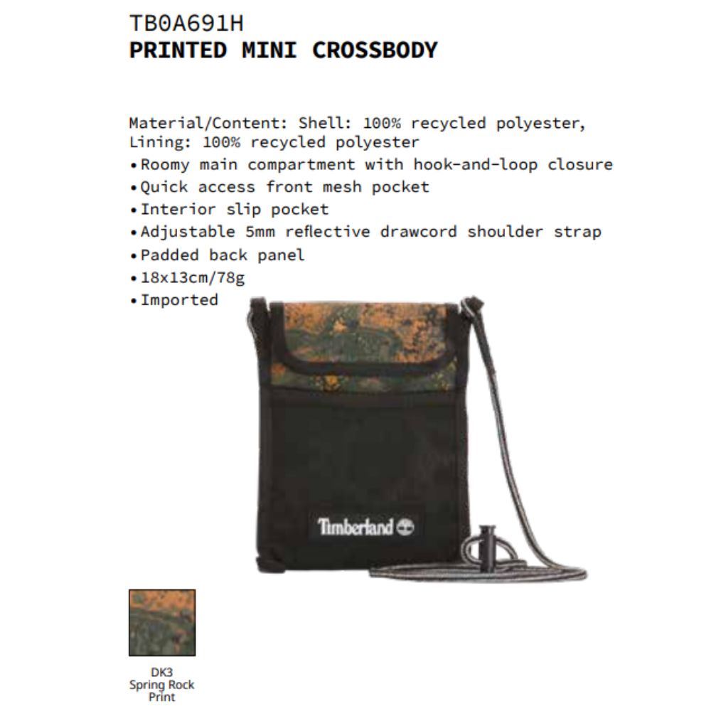 [NEW] Timberland Túi Đeo Chéo Printed Mini Cross Body Unisex TB0A691HK3