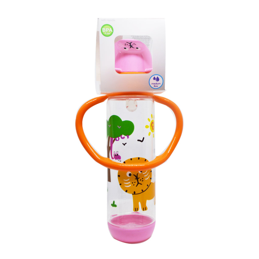 Bình sữa tay cầm, núm silicone 250ml Ami Thái Lan (AM55403) - Màu hồng