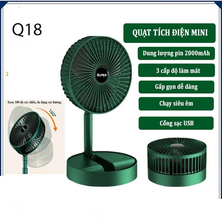 Quạt sạc tích điện mini gấp gọn FS002 mini cầm tay để bàn siêu mát pin dùng 8h 3 cấp độ gió