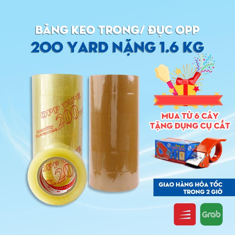 Băng Keo Trong, Đục 200 Yard 1 Cây 6 Cuộn Nặng 1.6Kg Đóng hàng