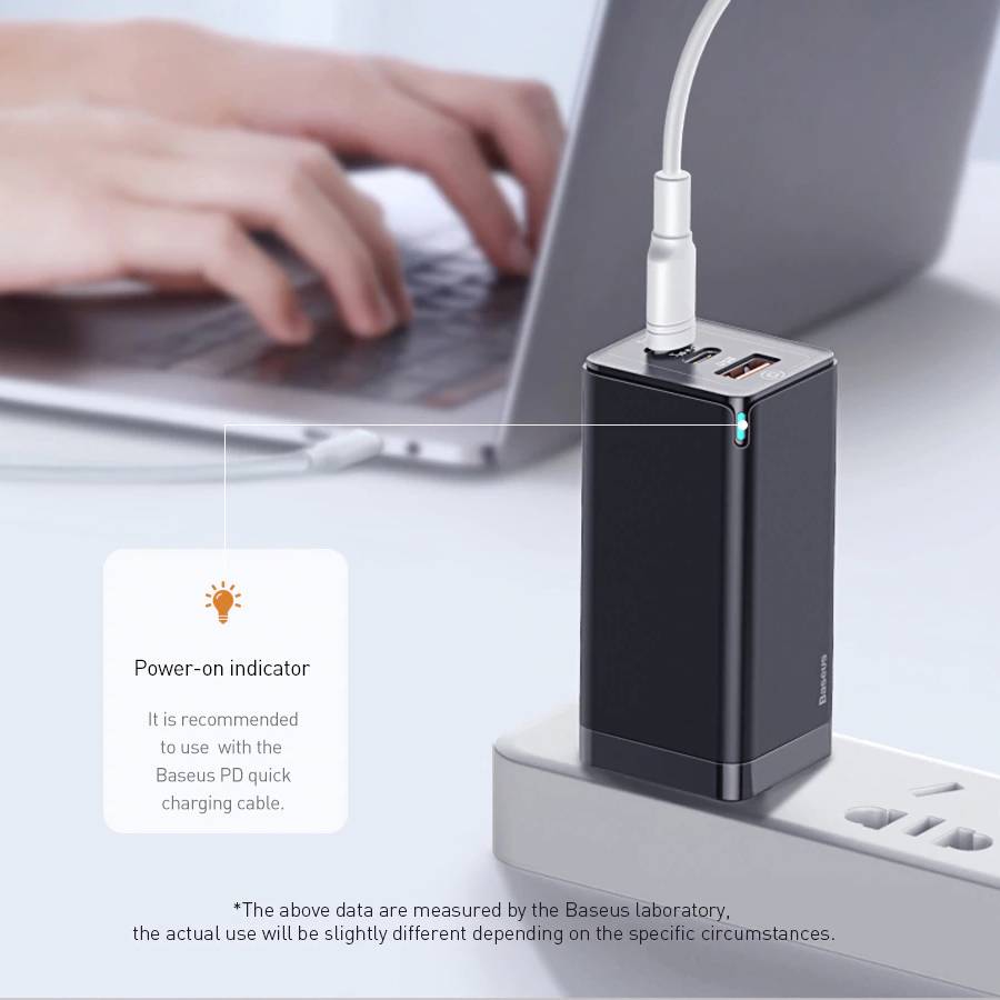 Đen - Adapter củ cóc sạc nhanh 65W đa năng 1 cổng sạc USB và 2 PD Type-C hiệu Baseus Mini GaN Travel chuẩn sạc nhanh PD 3.0 &amp; QC 4.0 - Hàng nhập khẩu