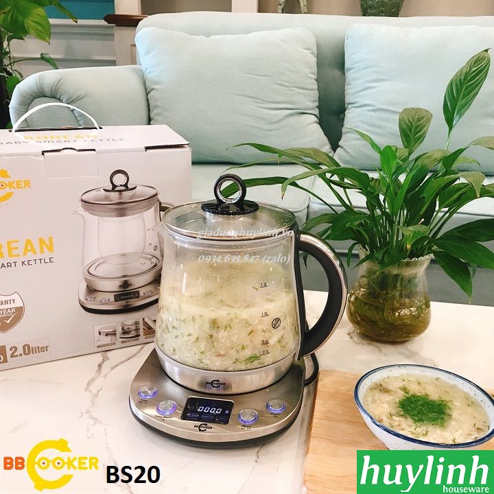 Ấm - Máy chưng yến pha trà đa năng BBcooker BS20 - Dung tích tổng 2 lít - Hàng chính hãng