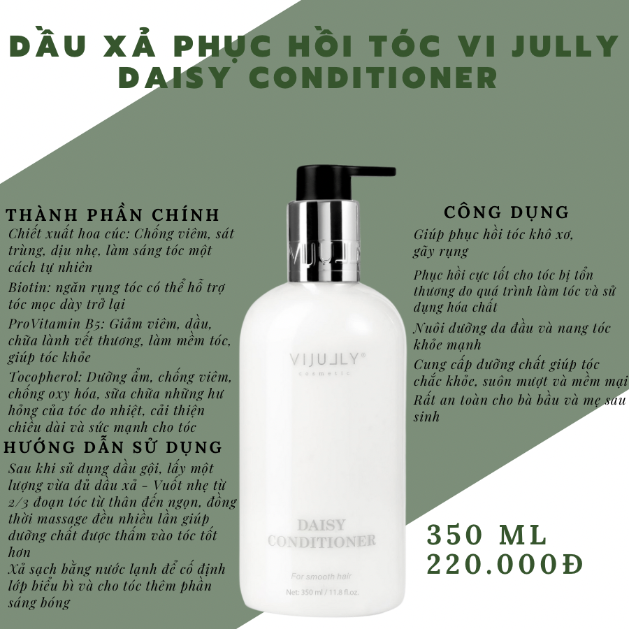 [CHÍNH HÃNG] DẦU XẢ DỪA VIJULLY GIÚP TÓC MỀM MƯỢT, PHỤC HỒI TÓC HƯ TỔN - DAISY CONDITIONER