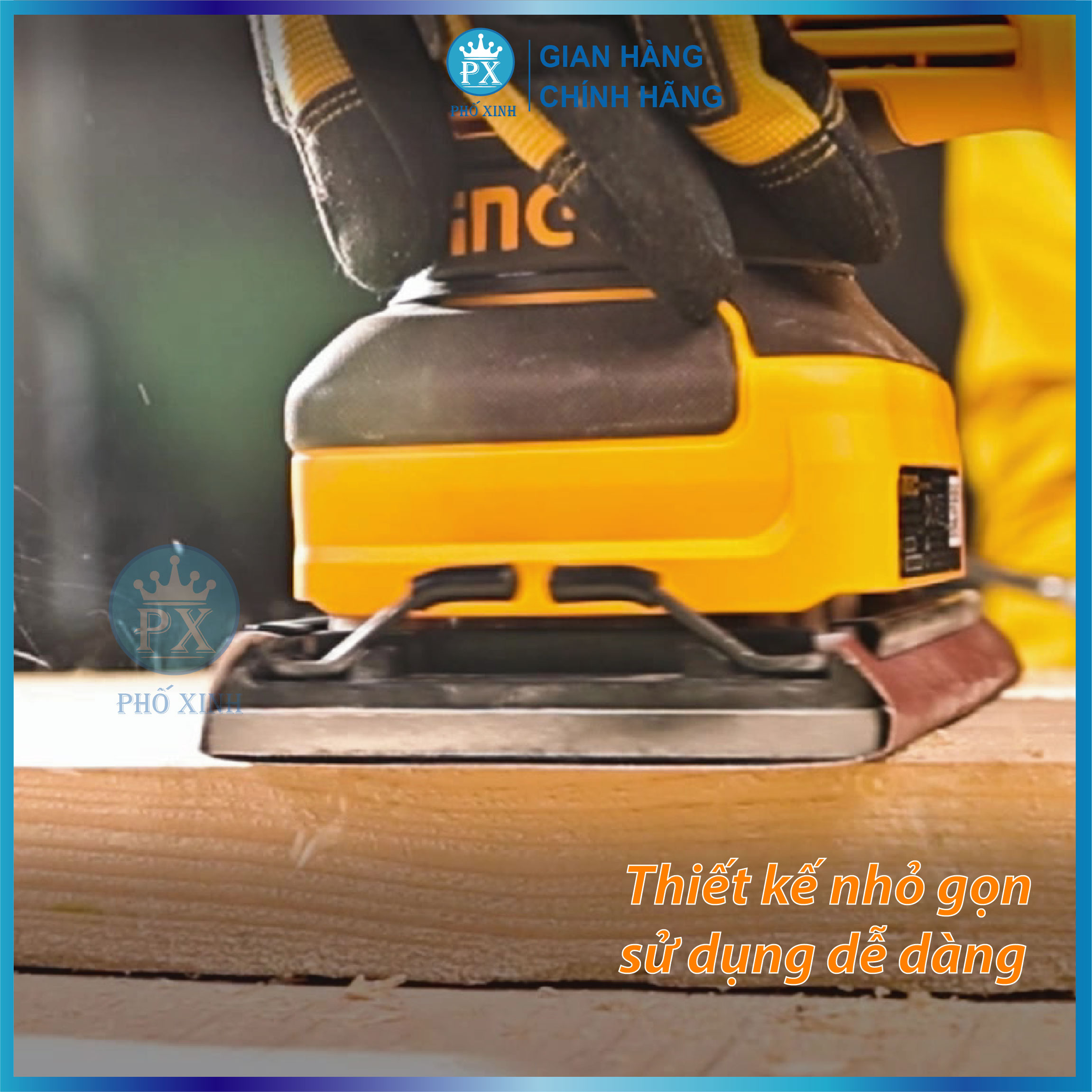 Máy chà nhám INGCO PS2416 240W, đế chà nhám vuông 110x100mm, kèm 5 miếng giấy nhám, tốc độ không tải 14000rpm