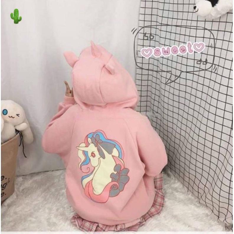 Hoddie nỉ hồng ngựa xinh