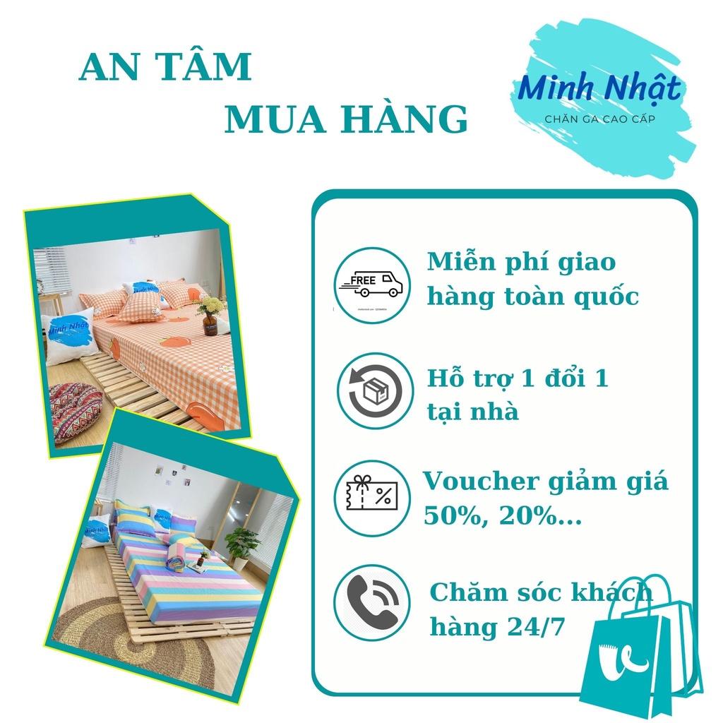 Bộ ga giường và vỏ gối Cotton Tici Minh Nhật cao cấp - drap giường bo chun đủ kích thước 1m2, 1m4, 1m6, 1m8, 2m2