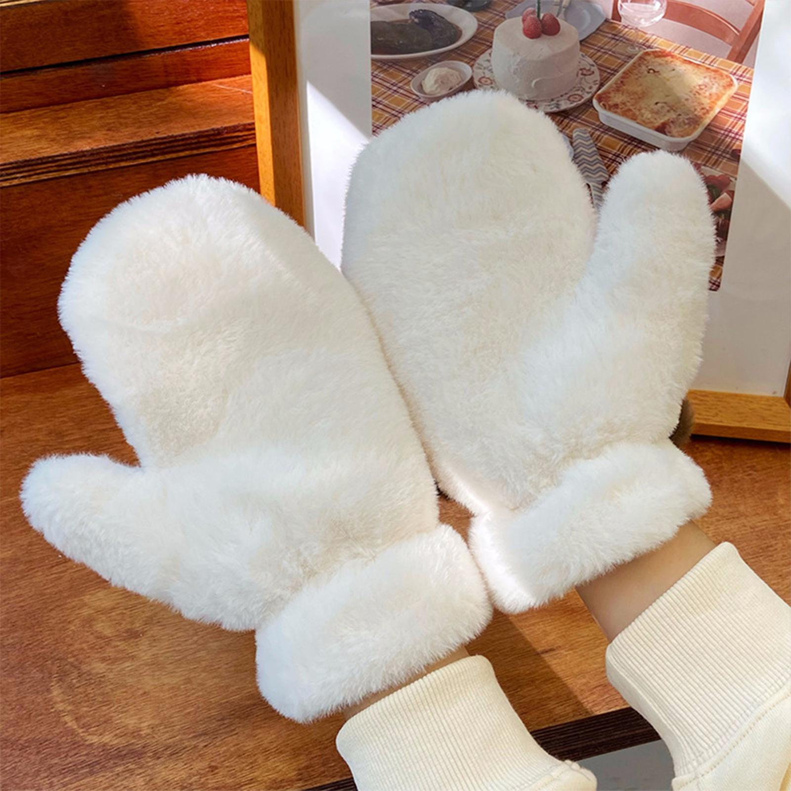 Women's Cute Plush Gloves Warm Fashion Cartoon Animal Mittens for Winter Hiking Skiing
