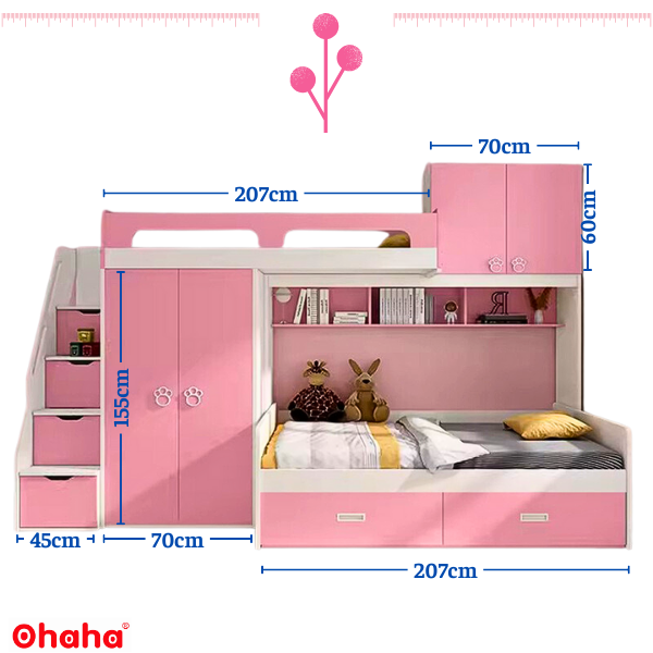 Giường tầng thông minh Ohaha - GTTM002
