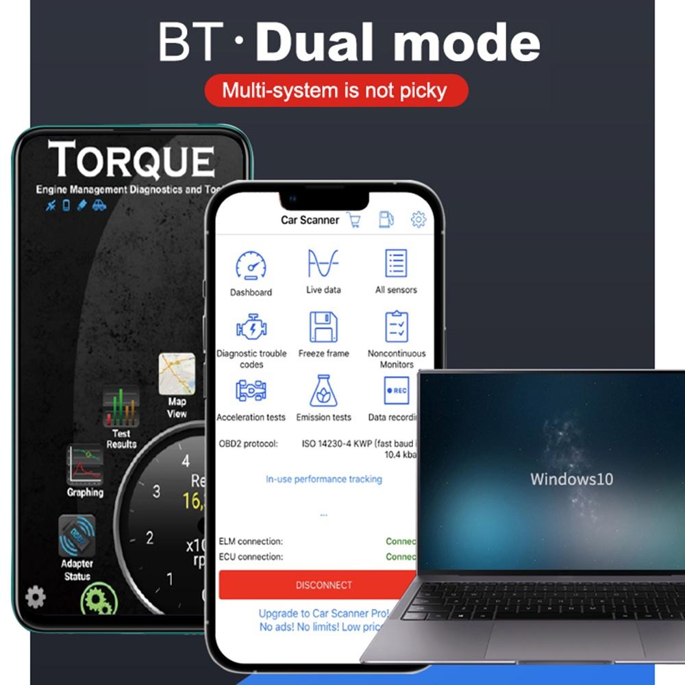 Thiết bị quét chẩn đoán lỗi xe hơi ELM327 Bluetooth V2.0 cho Android Windows OBDII OBD2