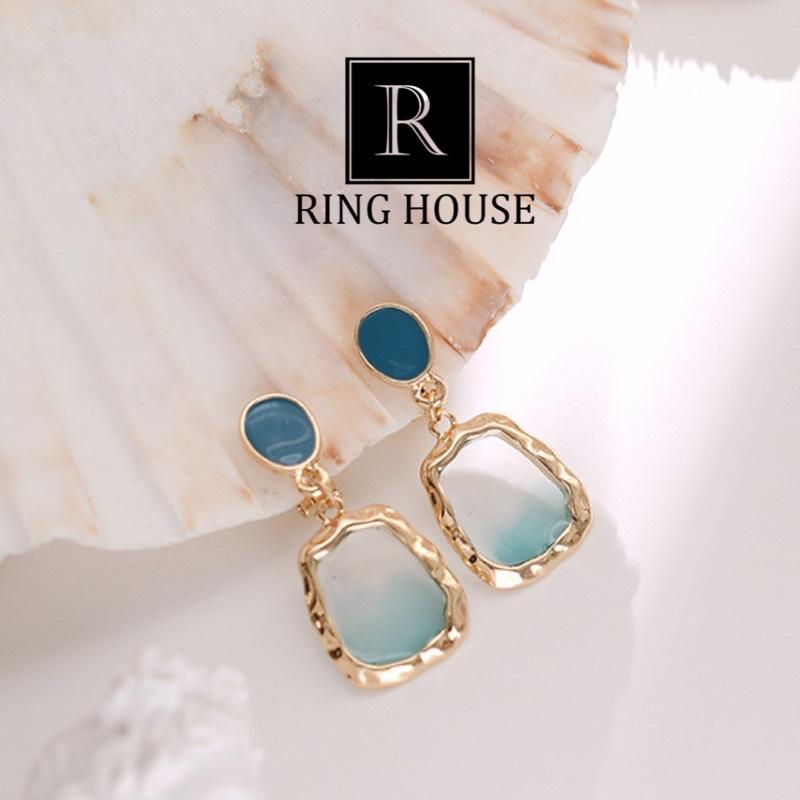 Bông Tai Khuyên Tai Nữ Phong Cách Vintage Xanh Đi Biển