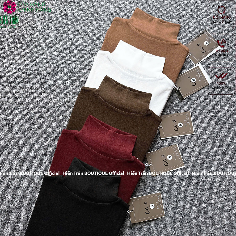 Áo giữ nhiệt nữ cổ cao Hiền Trần BOUTIQUE- dáng ôm body sang chảnh co giãn 4 chiều A18