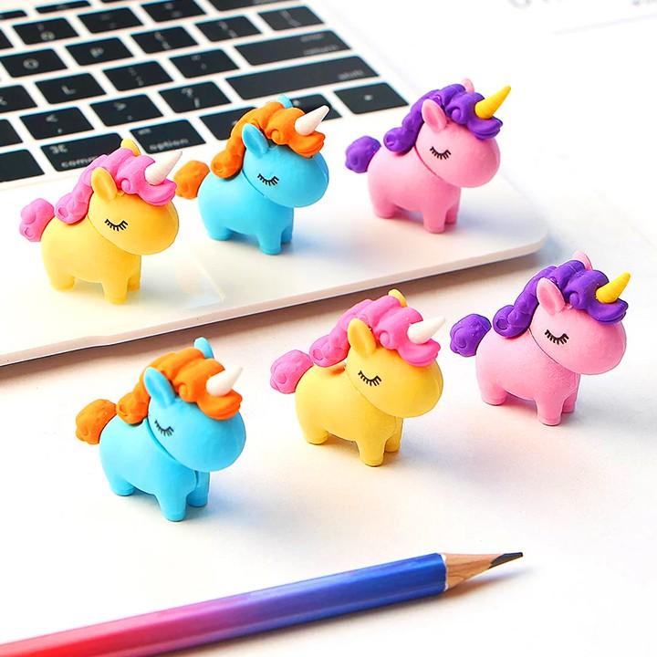 Gôm tẩy hình Unicorn đủ màu sắc sáng tạo chất cao su mềm tẩy sạch giúp bé hứng thú hơn với những giờ học – H034