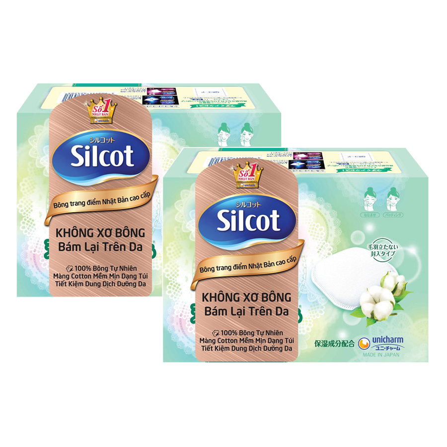 Bộ 2 Hộp Silcot Bông Trang Điểm (bông tẩy trang) Nhật Bản Cao Cấp (66 Miếng/Hộp)