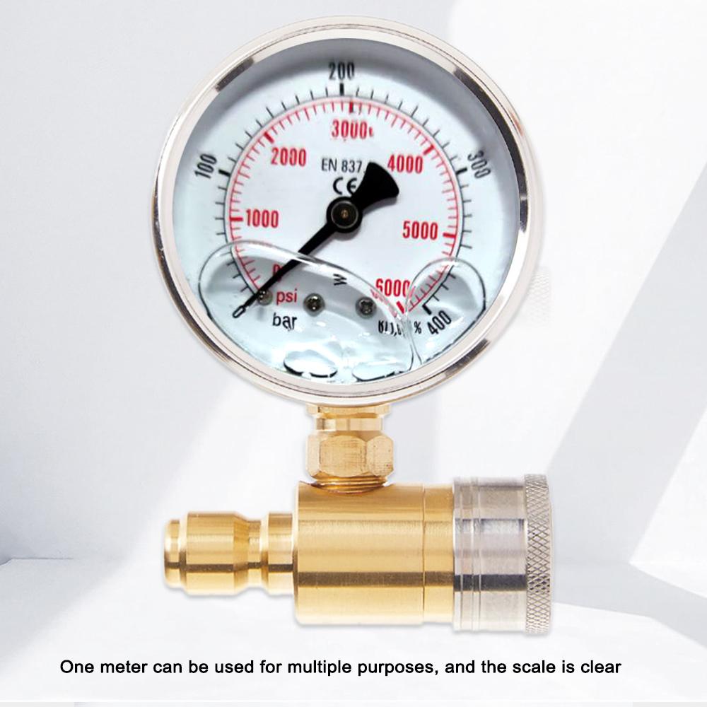3/8in Pressure Gauge for Pressure Washer Quick Connect Shockproof Pressurization 5000PSI Pressure Gauge Piezometer