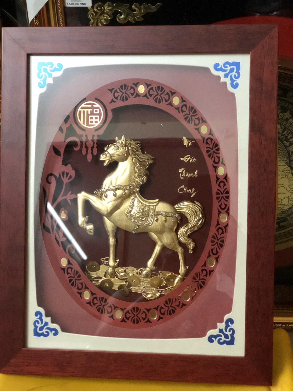 Tranh mã đáo thành công mạ vàng 24k,quà tặng sang trọng