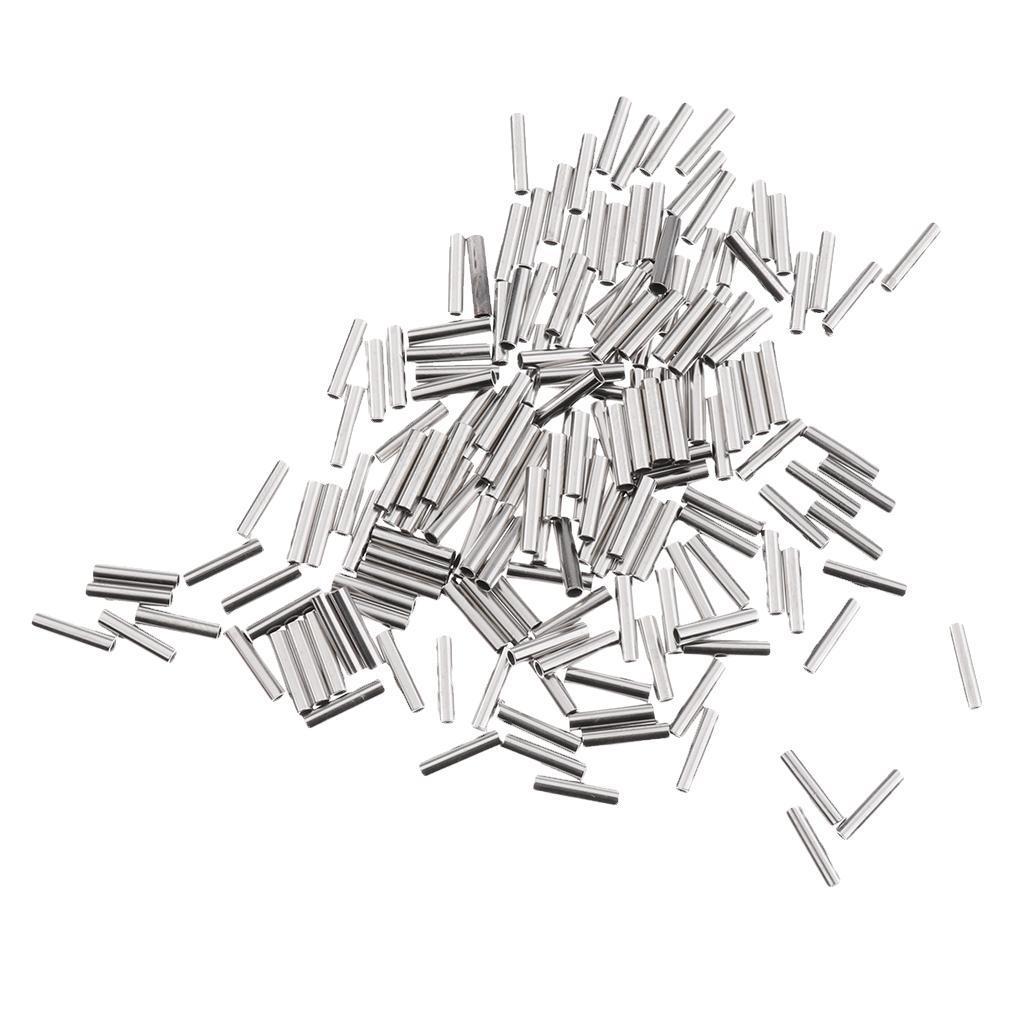 400pcs 1.2/1.4mm Fishing Wire Leader Crimps Single Barrel Crimping Sleeves 100% Copper Tube Connector Fishing Tackle Kit