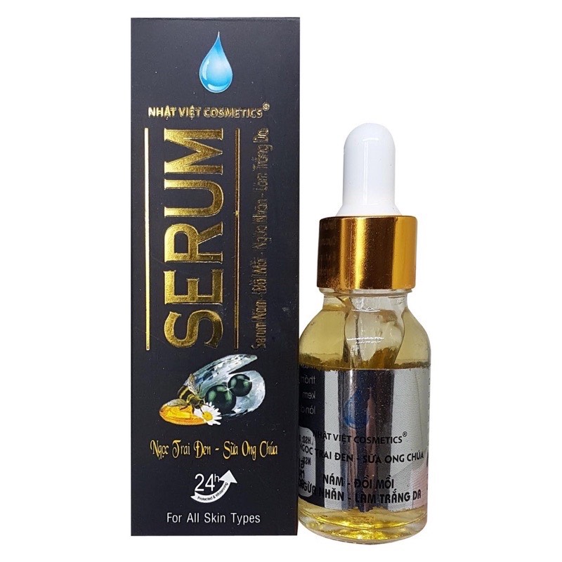 SERUM NHẬT VIỆT COSMETICS_ NGỌC TRAI ĐEN_SỮA ONG CHÚA_ nám, ngừa nhăn, 15ml