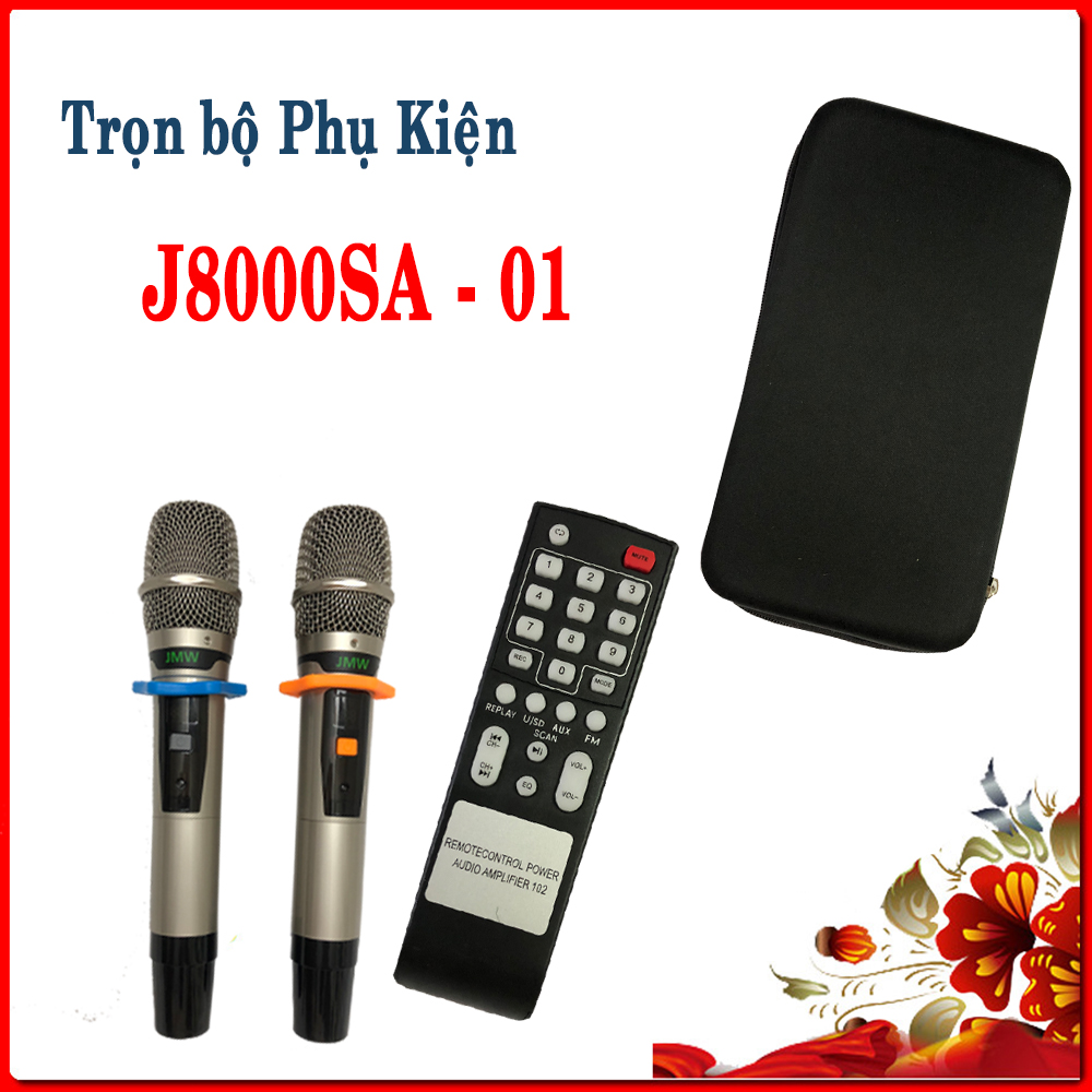 Loa Kéo Công Suất Lớn jmw j8000sa-01 Karaoke Di Động Bass 5 Tấc 2 loa trung 2 loa treble thùng gỗ Chính Hãng