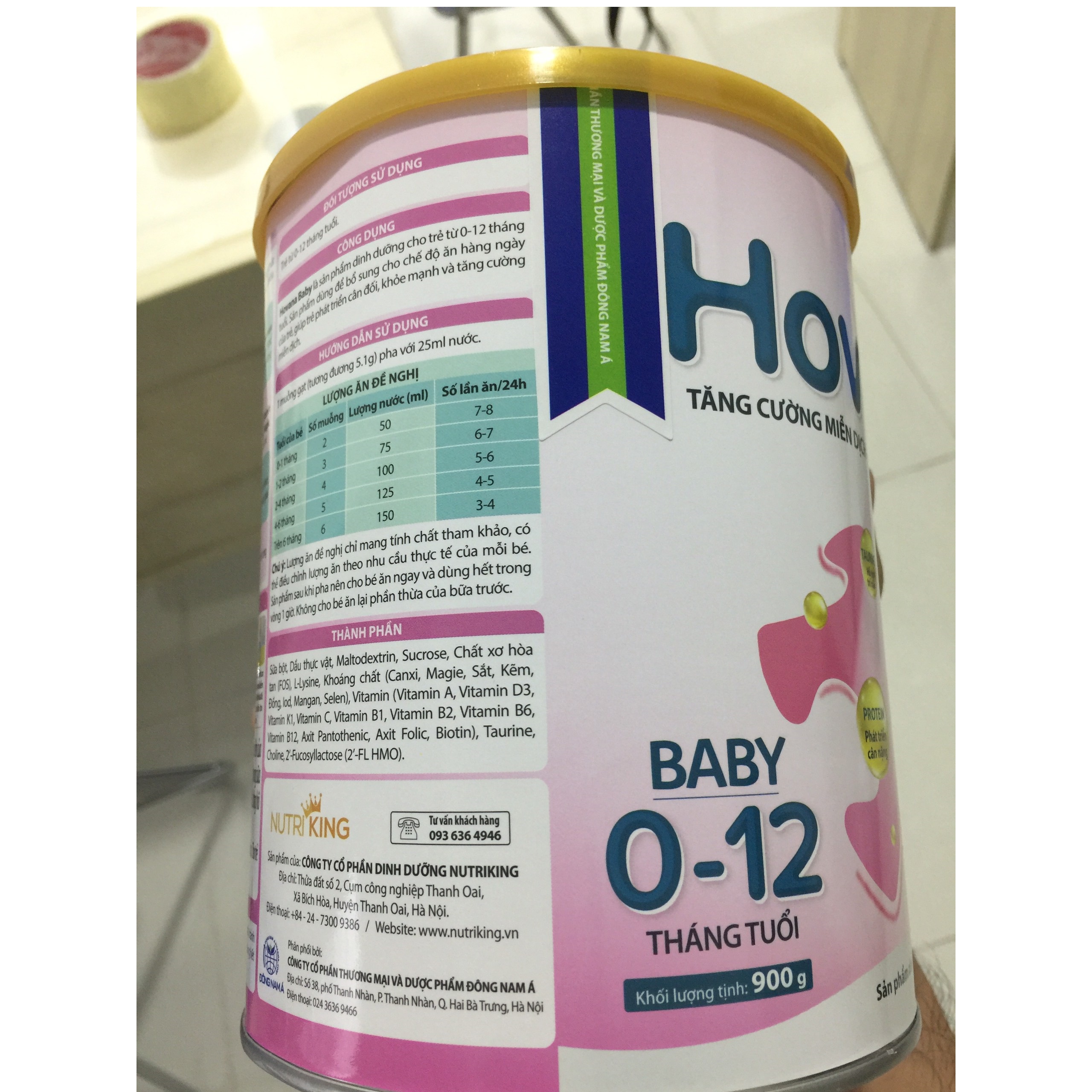 Bộ 3 Lon Sữa bột Hovana Baby hỗ trợ tiêu hóa cho bé từ 0 đến 12 tháng 400gr