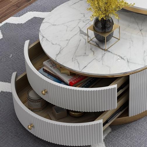 Bàn trà sofa hai ngăn kéo thông minh, bàn tiếp khách phòng khách sang trọng phong cách phong cách bắc âu- bảo hành 1 năm
