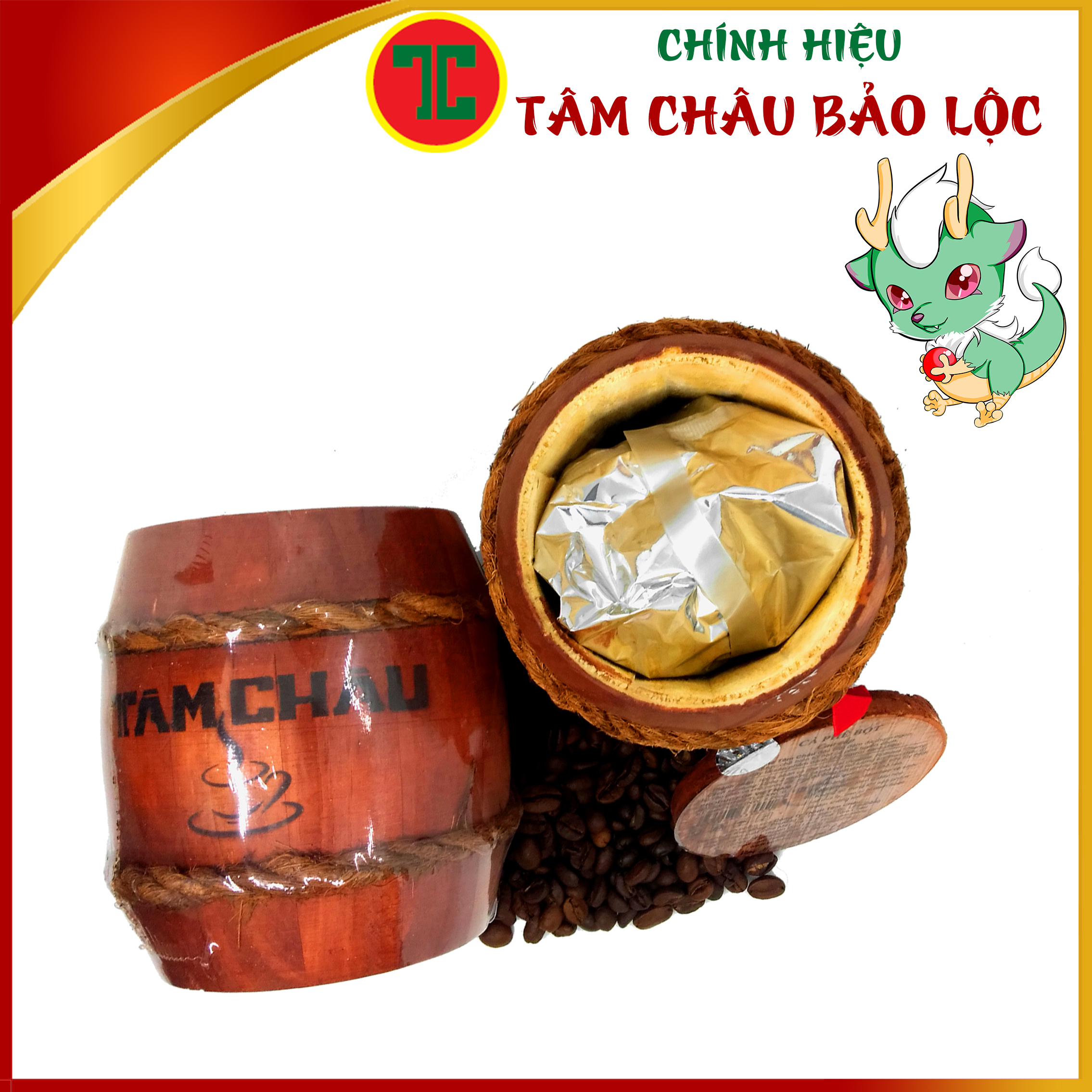 Cafe Tâm Châu Hộp Trống gỗ 150Gr