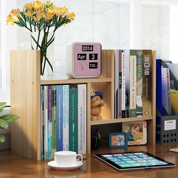 KỆ SÁCH MINI ĐỂ BÀN LẮP GHÉP ĐA NĂNG  BẰNG GỖ NHIỀU NGĂN TIỆN LỢI