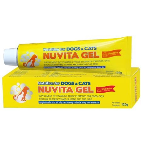 Vemedim Nuvita gel bổ sung vitamin, khoáng cho chó, mèo - tube nhôm vàng 120g