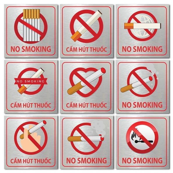 Cấm hút thuốc, biển báo No smoking, bảng báo No smoking, bảng cấm hút thuốc, khu vực hút thuốc giá tốt nhất