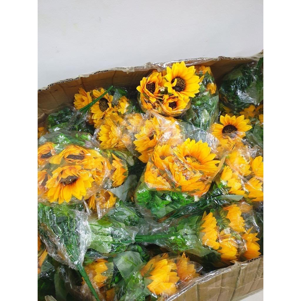 Hoa giả - Cụm hoa Hướng Dương Nhiều Bông Trang Trí