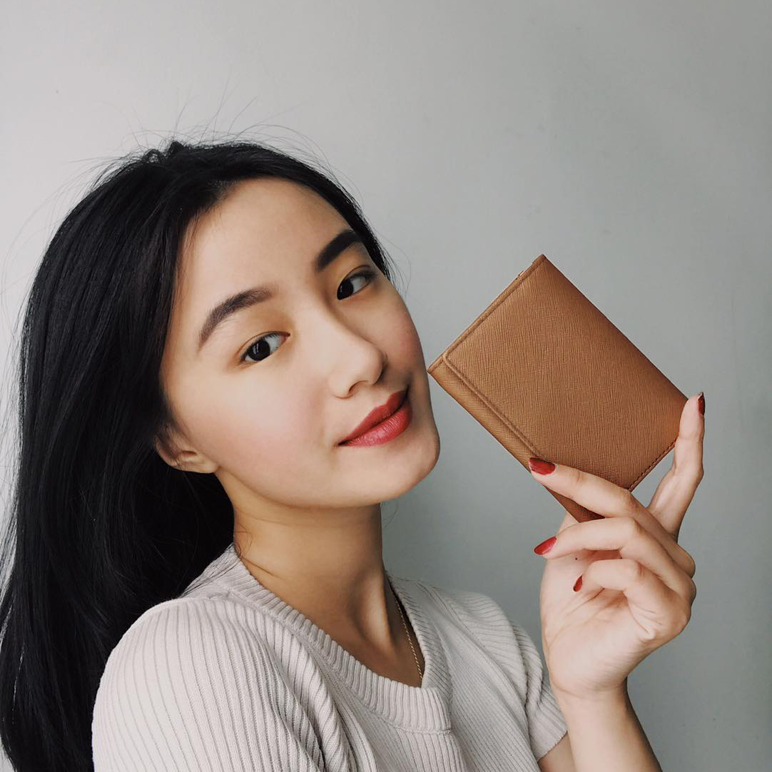 VÍ MINI ĐỰNG THẺ NỮ Bóp Nhỏ Gọn Cardholder LUCY Da Saffiano Nhập Khẩu Cao Cấp Chống Thấm Nước