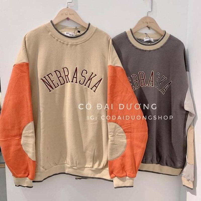 áo nỉ chữ pha tay siêu hót - 2 màu hàng QC