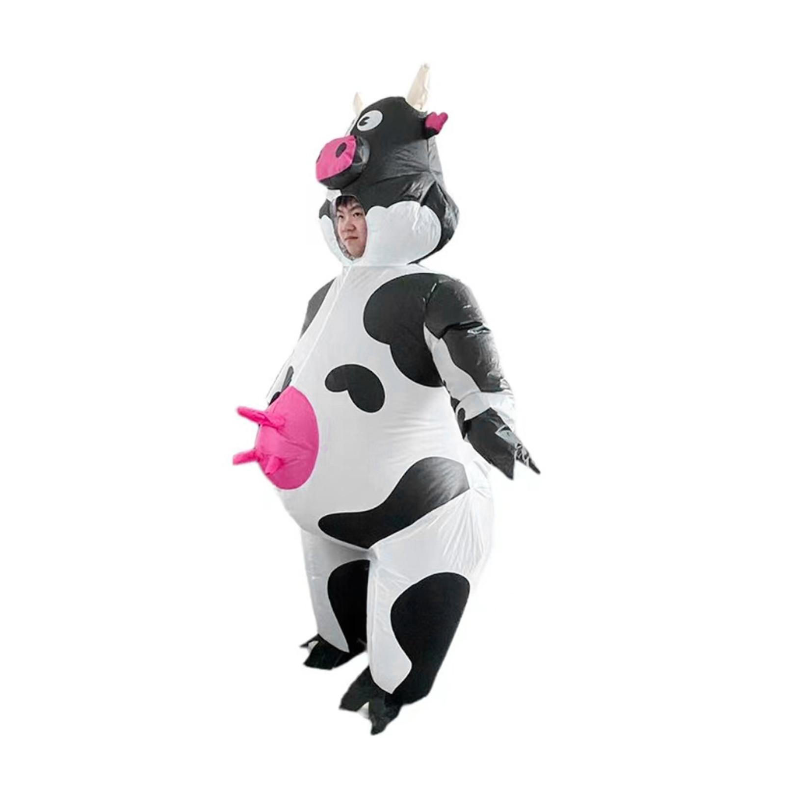 Inflatable Cow Costume Farm Animal Costume Role Play Clothing Blow Costume Fancy Dress for Party Holiday Halloween Carnival Cosplay Props