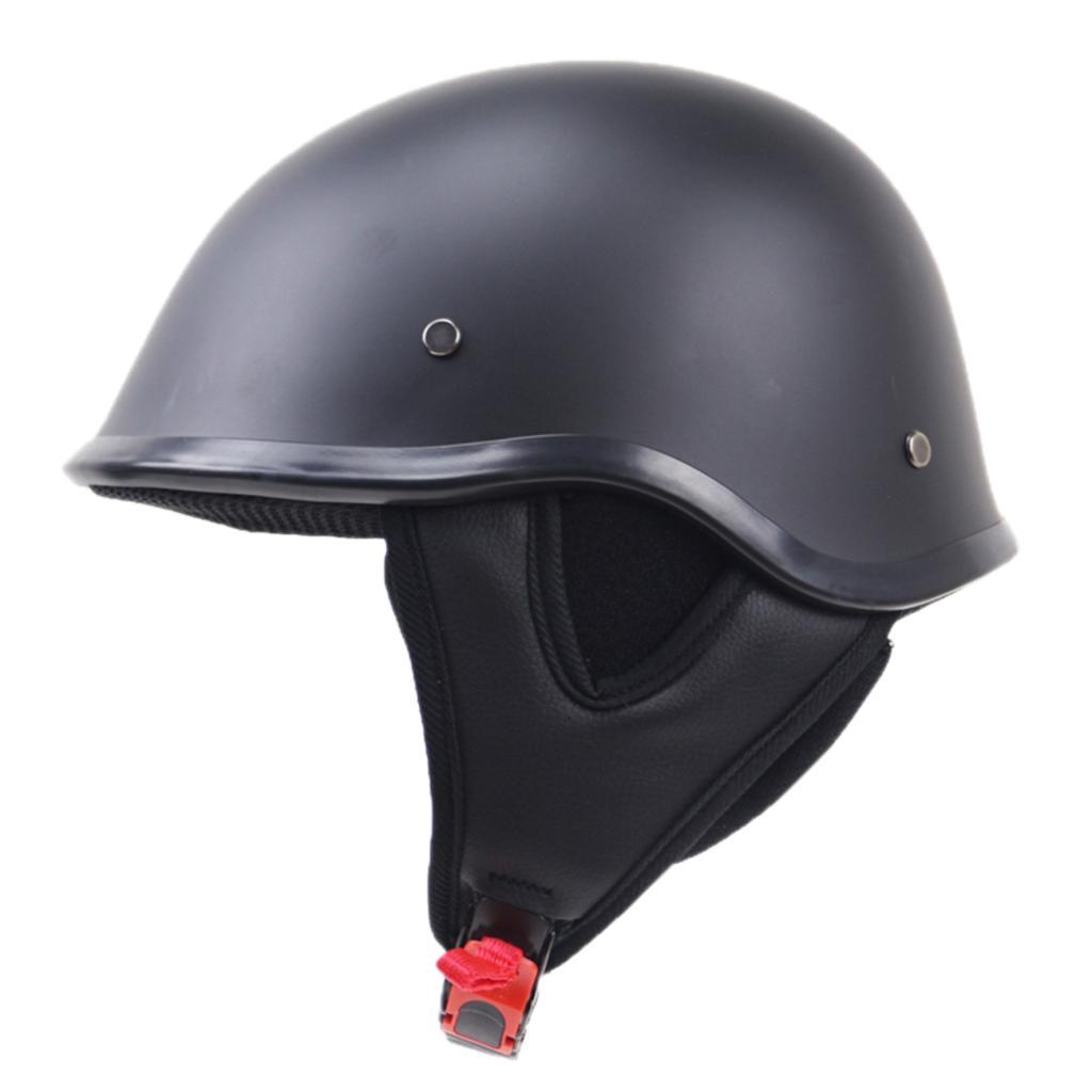 Matte Black DOT Motorcycle Open Face Flat Half Helmet For Harley Cruiser Chopper