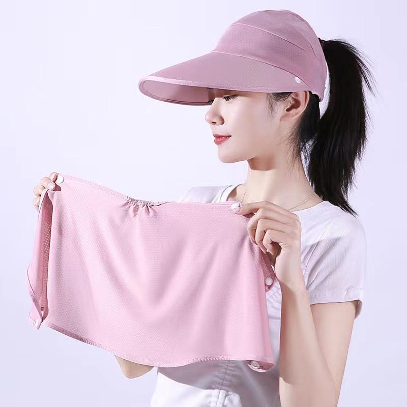 Mũ chống nắng thời trang nữ, mũ lưỡi trai vành rộng kèm khẩu trang che mắt chất liệu thông hơi cao cấp
