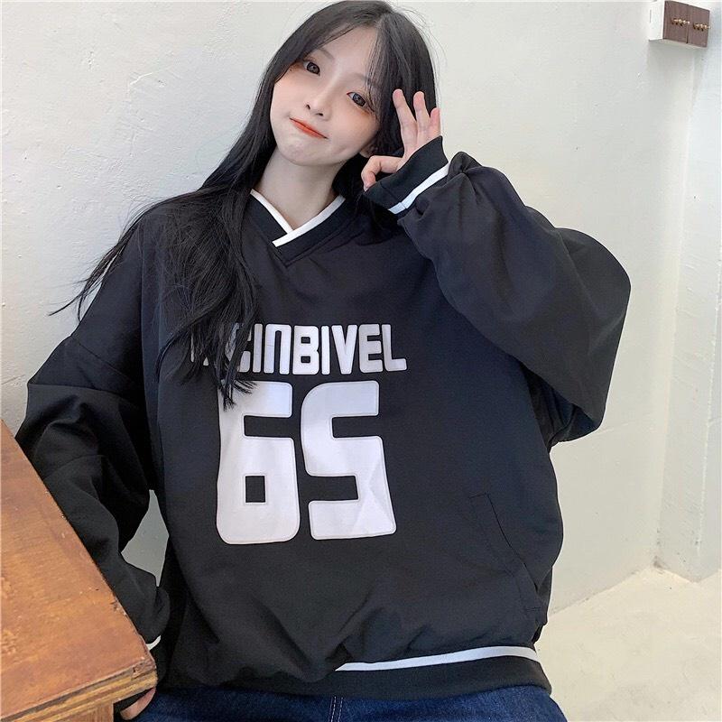 Áo nỉ nam nữ form thụng thời trang ulzzang -Áo sweater tay dài số 65 dáng rộng unisex phong cách Hàn Quốc