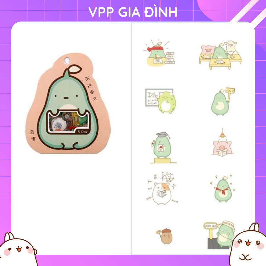 Bịch 50 Miếng Nhãn Dán Sticker Trang Trí Kawaii V2