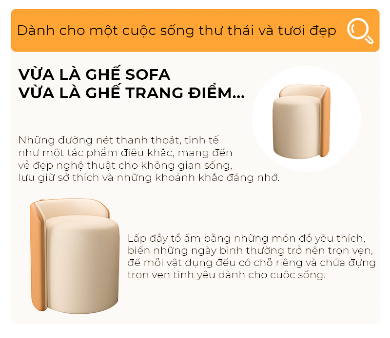 Ghế đôn sofa, ghế bàn trang điểm bọc da cao cấp decor phòng hiện đại - GC51