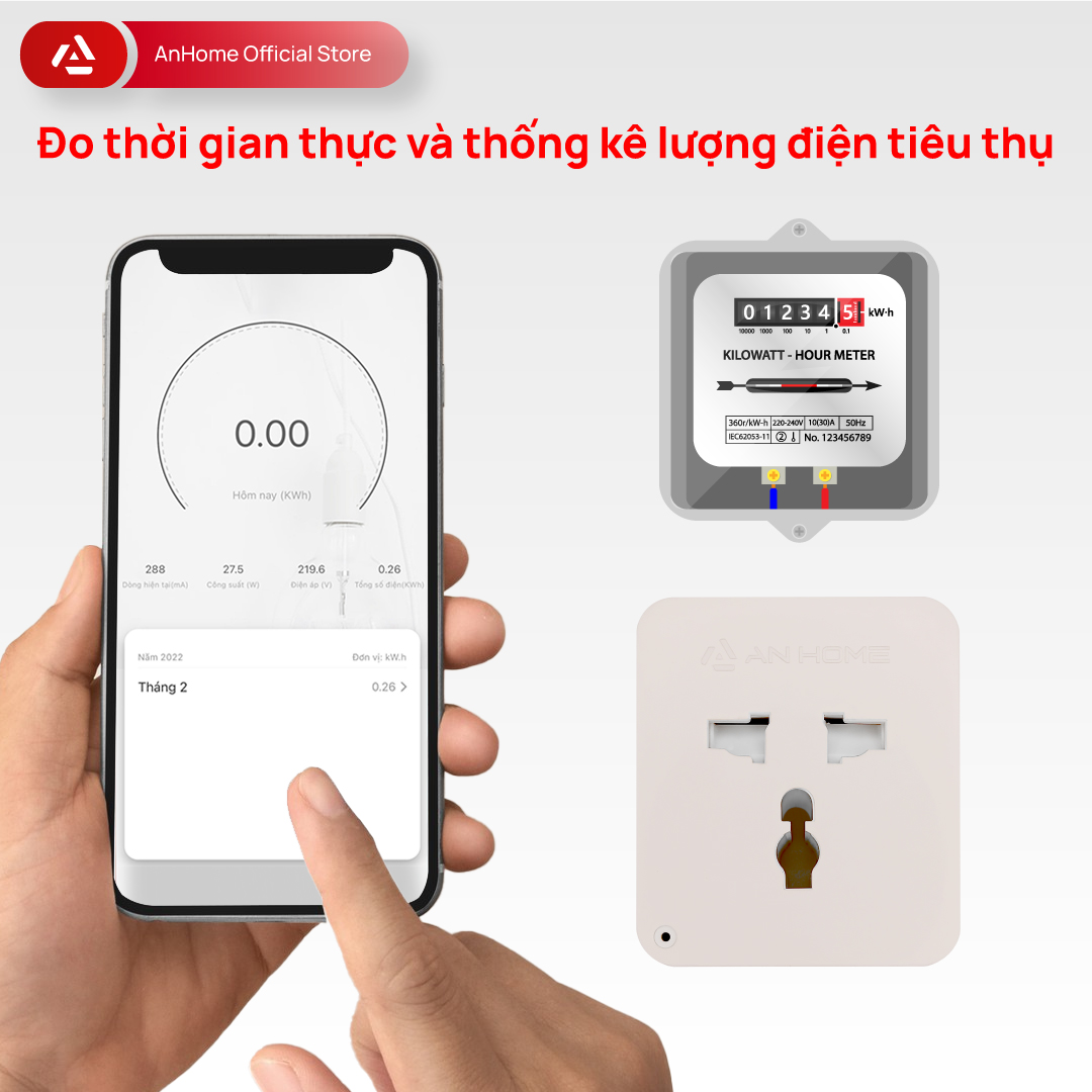 Ổ cắm thông minh WiFi + BLE AnHome Smart Plug A12