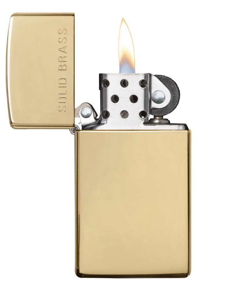 Bật Lửa Zippo Slim Đồng Nguyên Khối Khắc Solid Brass